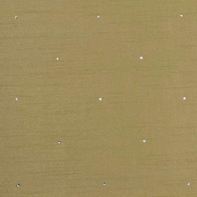 Muted olive fabric with small scattered metallic dot motifs and a smooth woven surface
