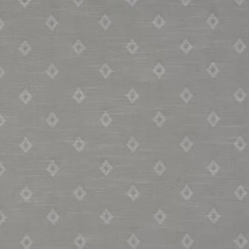 Soft dove grey cotton fabric with small repeating diamond motifs and fine woven texture