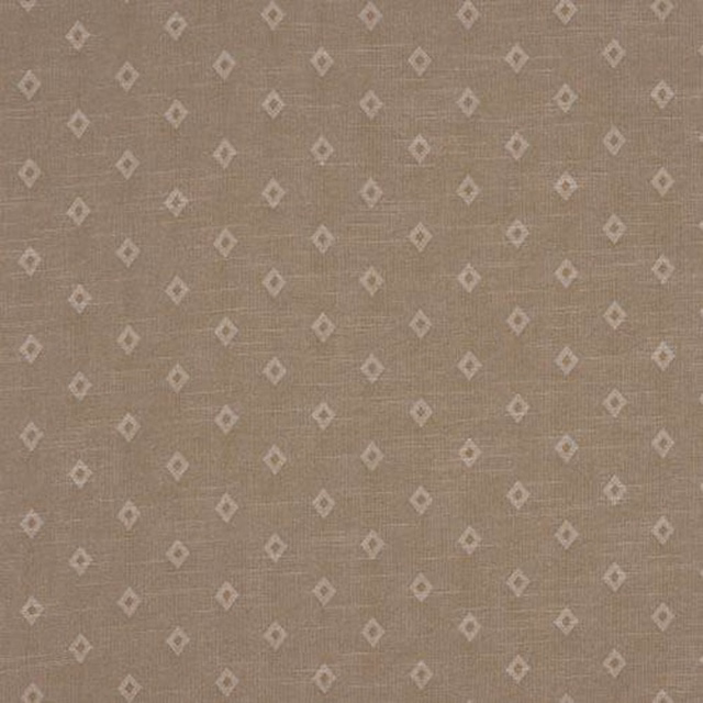 Warm oatmeal beige cotton fabric with small diamond motif and subtle woven texture