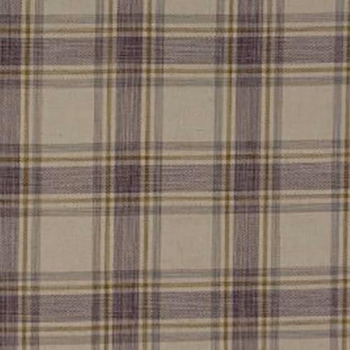 Soft taupe and heather plaid fabric swatch with muted purple-grey check lines
