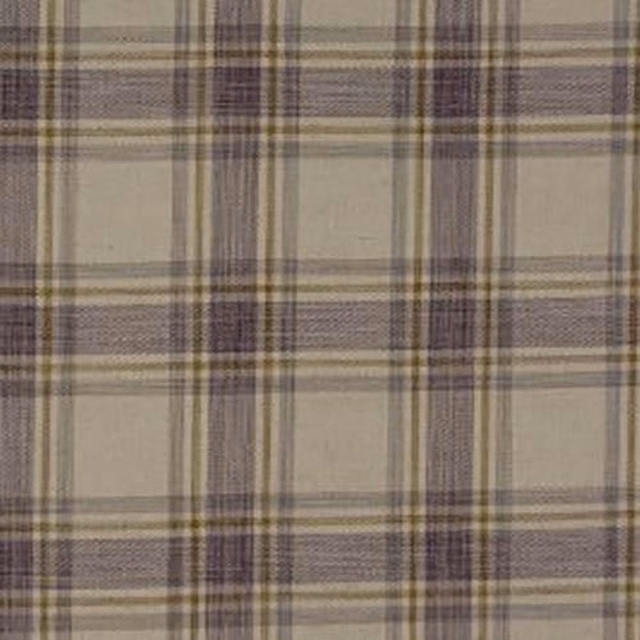 Soft taupe and heather plaid fabric swatch with muted purple-grey check lines