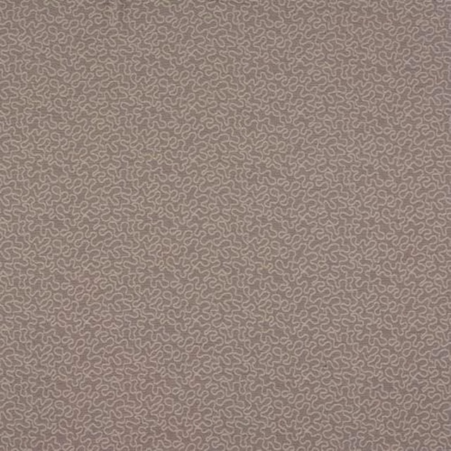 Taupe fabric swatch with a small abstract squiggle pattern and soft heathered tone