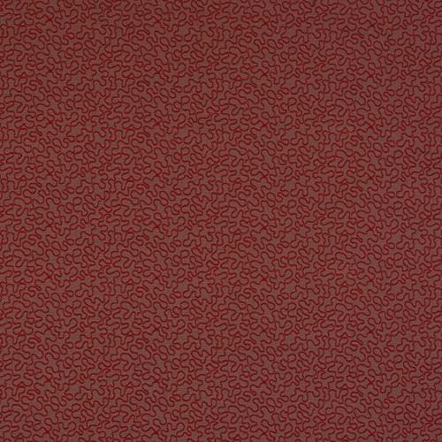 Deep rosso red fabric with a fine abstract squiggle repeat