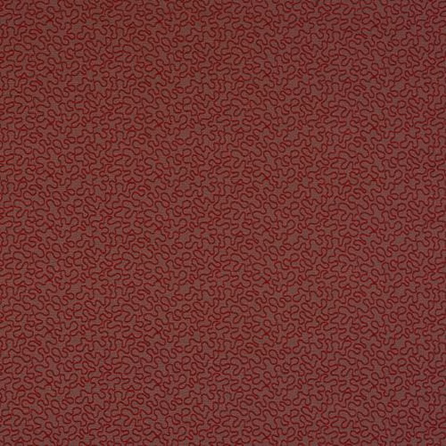 Deep rosso red fabric with a fine abstract squiggle repeat