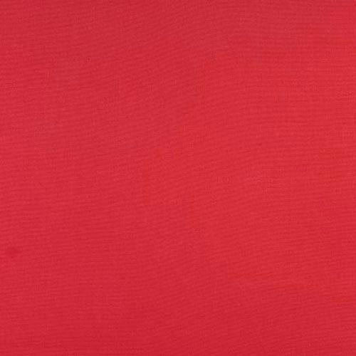 Bright poppy red plain woven cotton fabric swatch with a fine texture