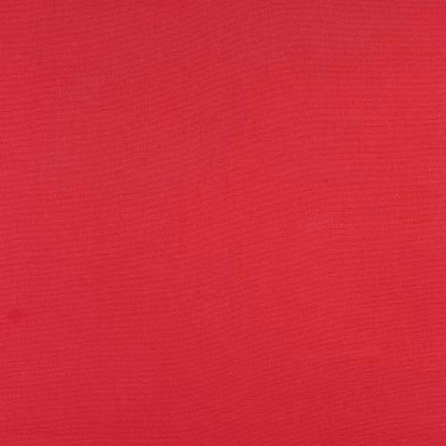 Bright poppy red plain woven cotton fabric swatch with a fine texture