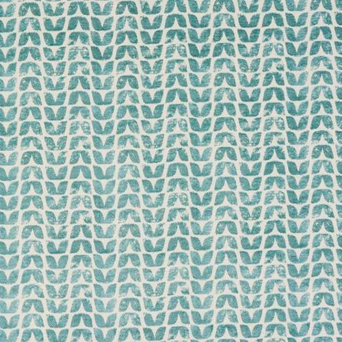 Duck egg teal geometric fabric swatch with small repeating woven motif