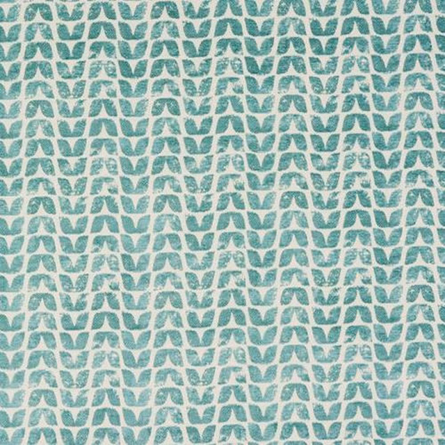 Duck egg teal geometric fabric swatch with small repeating woven motif