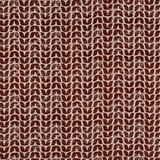 Small repeating brick red geometric motif on a light textured fabric ground