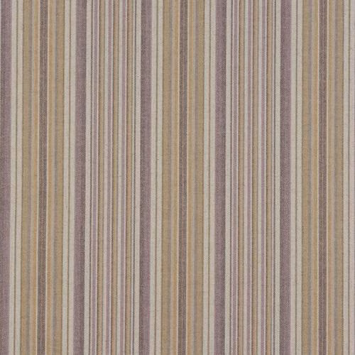 Vertical striped fabric swatch in muted beige, taupe and heather grey tones