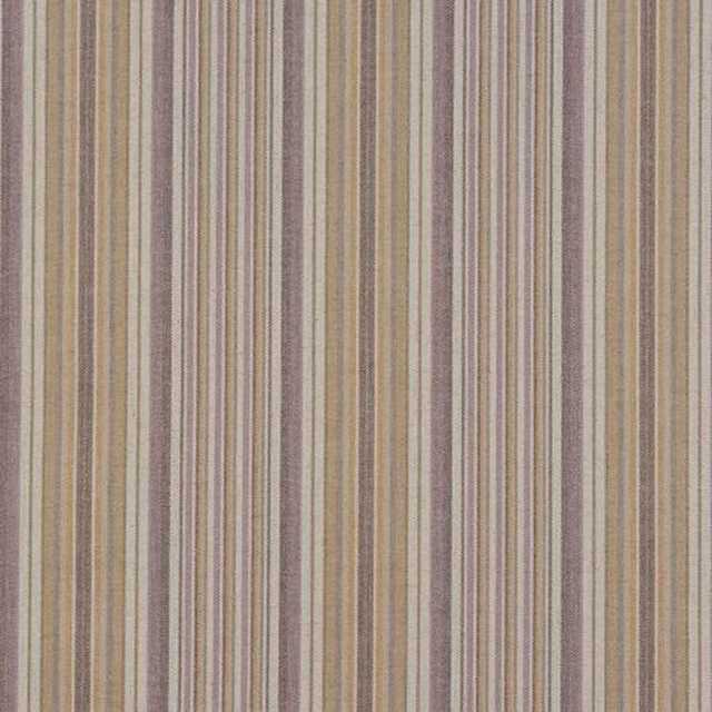 Vertical striped fabric swatch in muted beige, taupe and heather grey tones