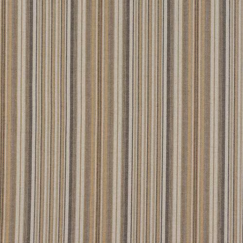 Close-up of warm neutral striped fabric with narrow taupe, beige and grey bands
