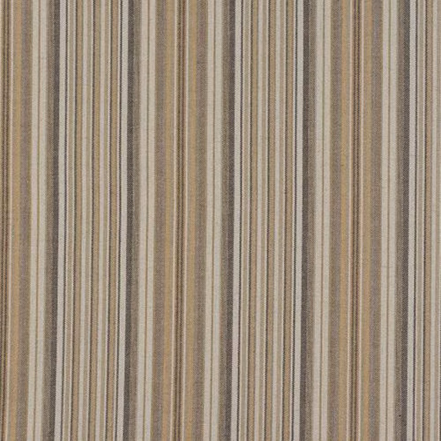 Close-up of warm neutral striped fabric with narrow taupe, beige and grey bands