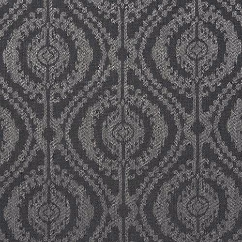 Charcoal geometric woven fabric swatch with tonal medallion pattern