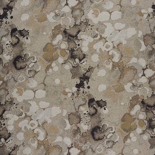 Abstract grey, taupe and ivory fabric with mottled painterly spots and smoky outlines