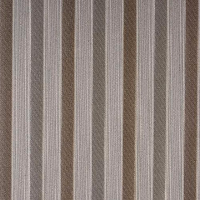 Vertical taupe and dove-grey striped fabric swatch with a softly textured weave