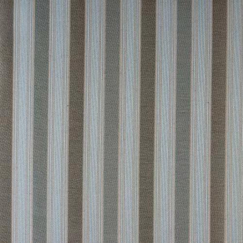 Vertical striped fabric with soft French blue, pale grey and taupe woven bands