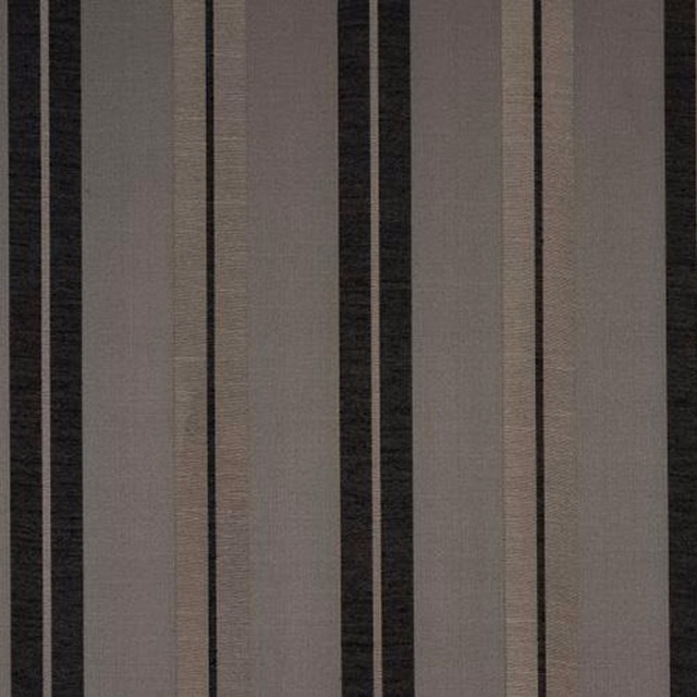 Vertical charcoal and grey striped woven fabric with a subtle dry texture