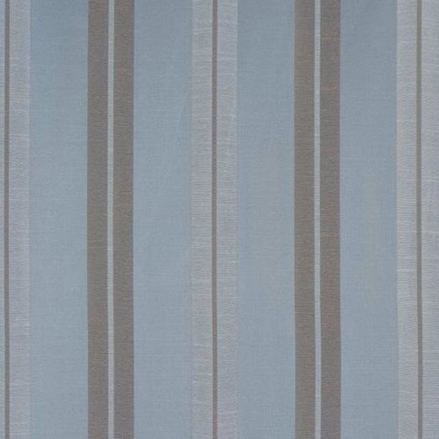 Soft duck egg blue striped fabric with fine taupe-grey vertical lines