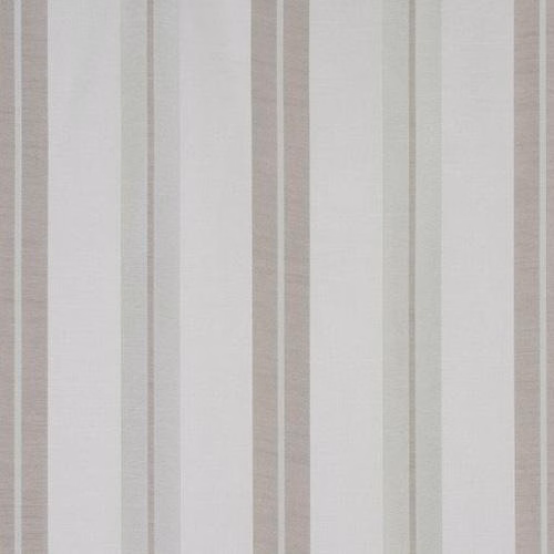 Pale neutral striped fabric swatch with soft taupe and beige vertical bands