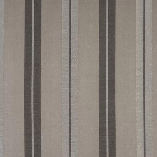 Taupe striped woven fabric swatch with grey-brown vertical bands