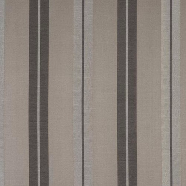 Taupe striped woven fabric swatch with grey-brown vertical bands