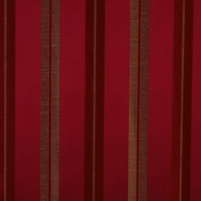 Deep red striped fabric with narrow bronze-brown vertical bands and a subtle sheen