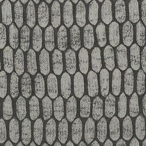 Charcoal woven fabric with light stone oval motifs in vertical rows