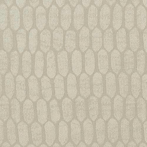 Pale oyster cream geometric fabric with elongated linked motif and subtle woven texture