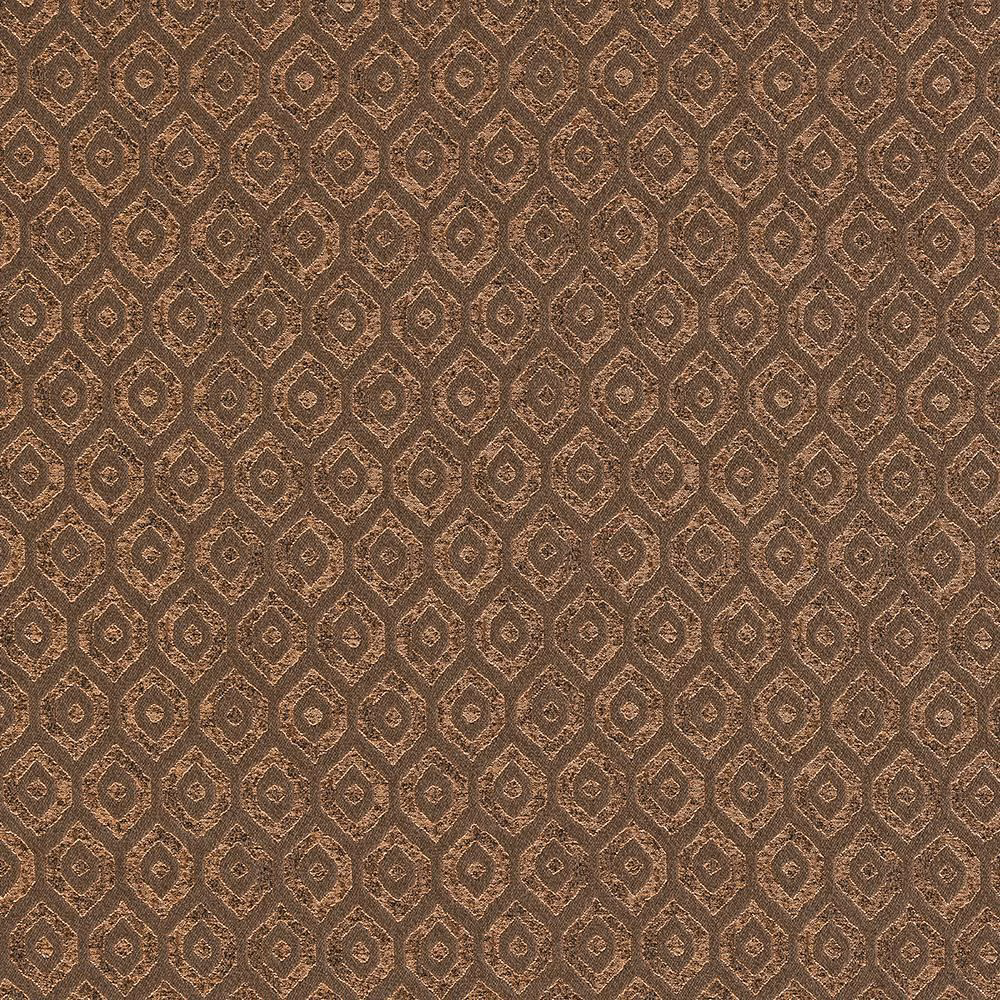 Bronze-brown geometric fabric with small metallic diamond motifs and woven sheen