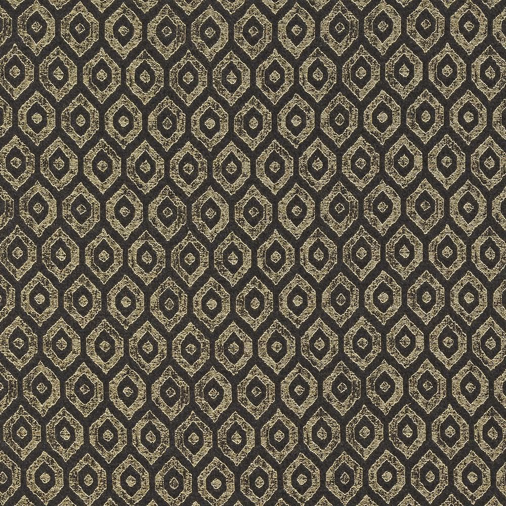 Dark grey geometric fabric with small gold diamond motif and subtle metallic shimmer