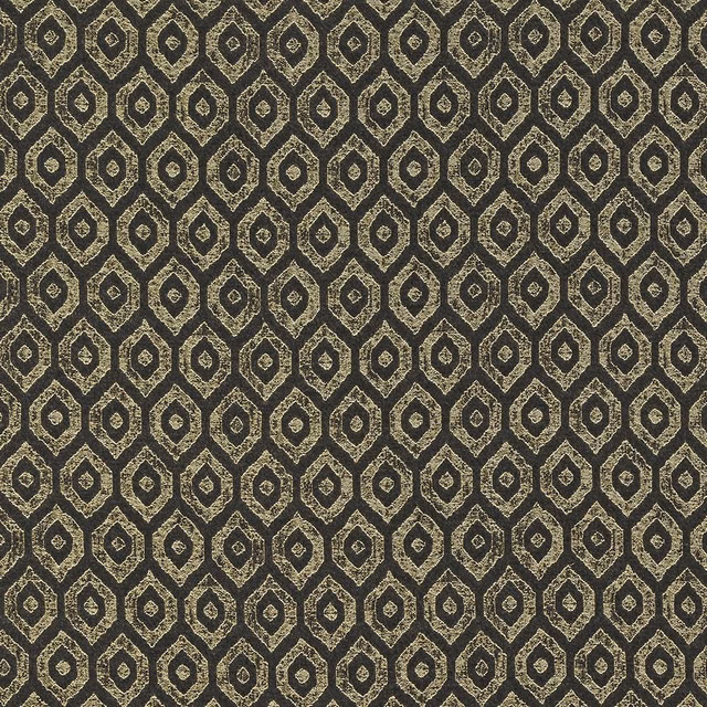 Dark grey geometric fabric with small gold diamond motif and subtle metallic shimmer