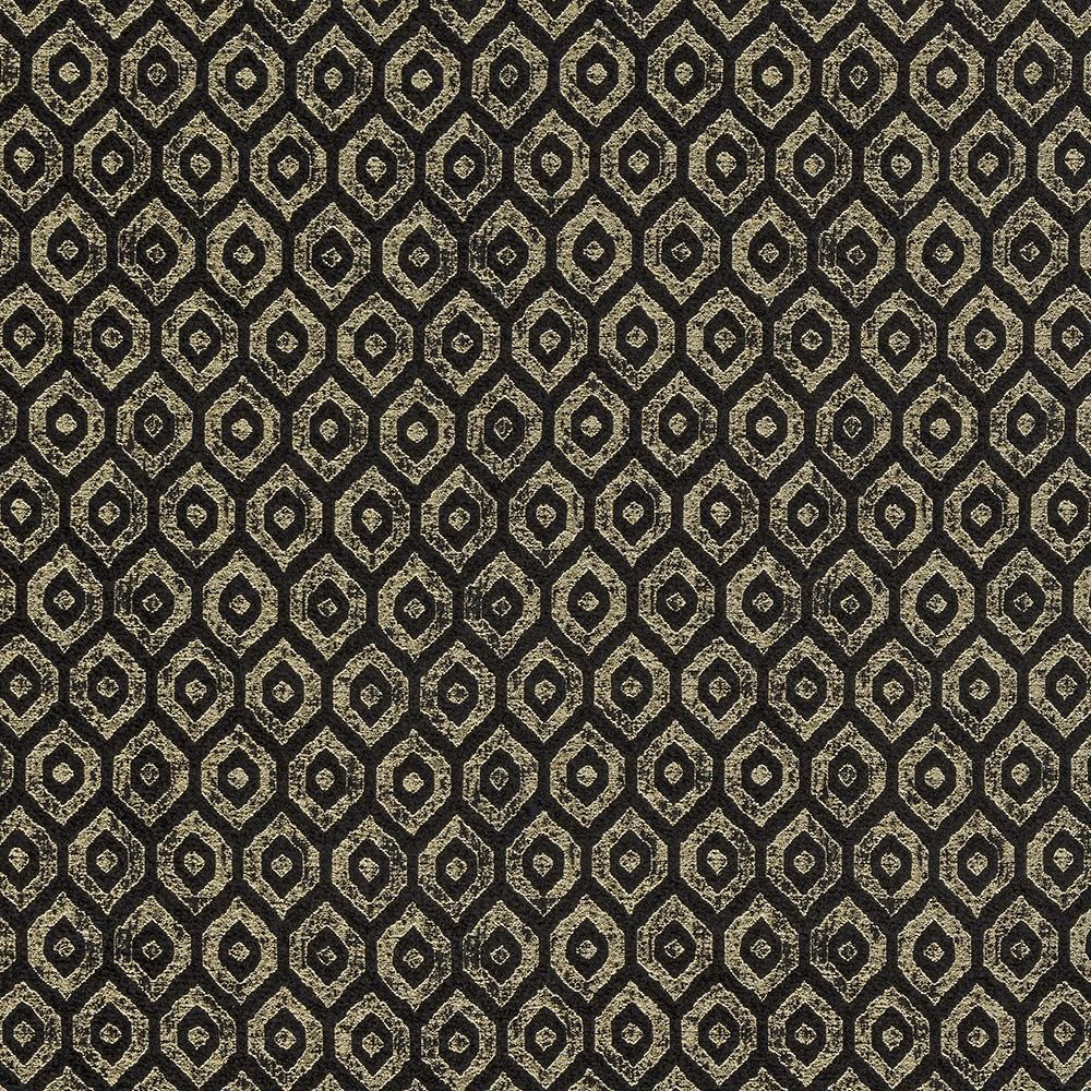 Charcoal geometric fabric with small gold lozenge motifs and subtle metallic sheen