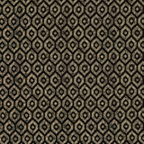 Black and gold geometric woven fabric with small diamond motifs and metallic shimmer