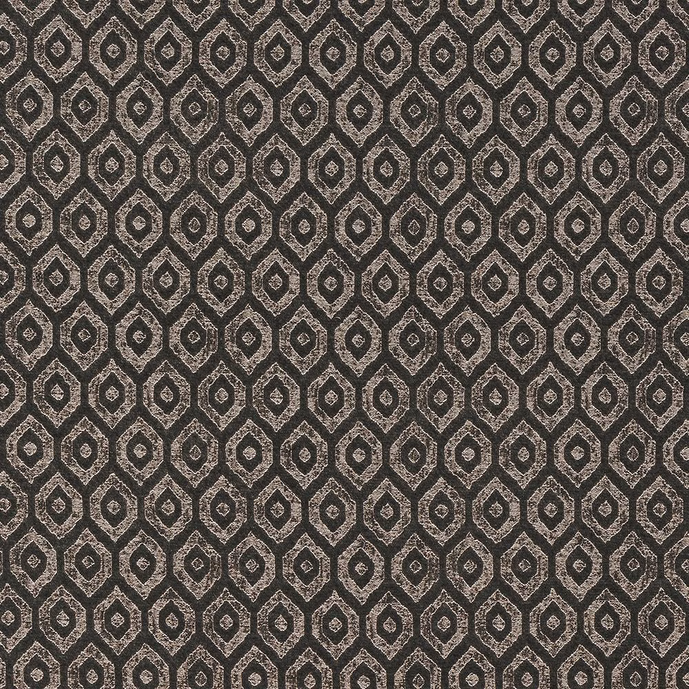 Dark charcoal geometric fabric with small silver lozenge motifs and a subtle textured weave