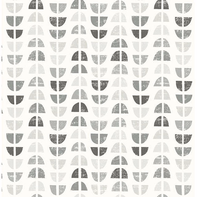 Grey geometric half-arch motif on an off-white cotton fabric swatch