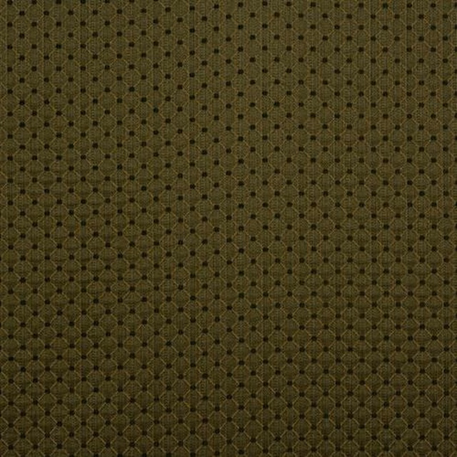 Olive green woven fabric with a fine dotted diamond pattern and textured chenille surface