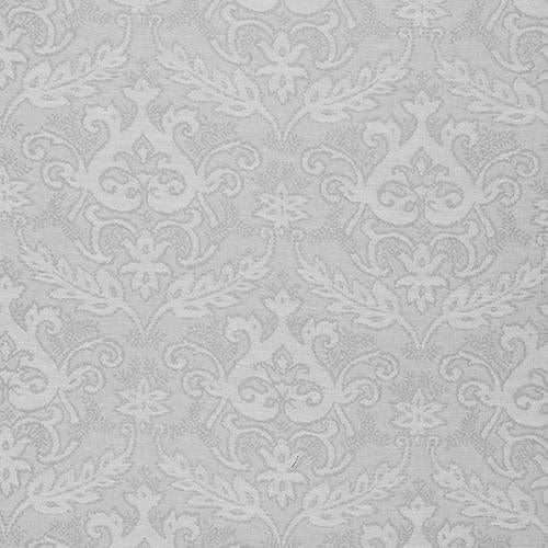 Pale dove-grey damask fabric with a soft tonal woven pattern