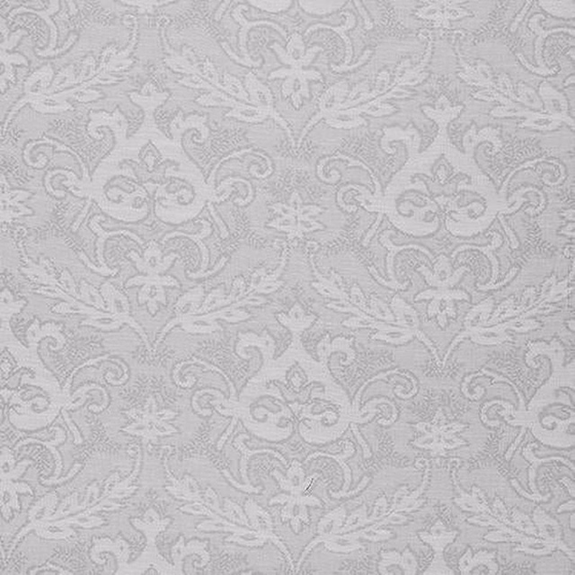 Pale dove-grey damask fabric with a soft tonal woven pattern
