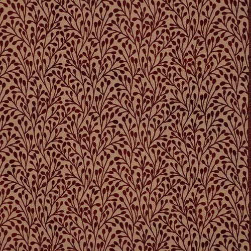 Rose ground fabric with dense burgundy trailing leaf motif