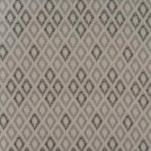 Charcoal diamond lattice on a warm taupe woven fabric swatch