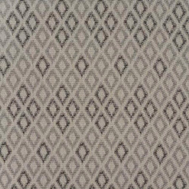 Charcoal diamond lattice on a warm taupe woven fabric swatch