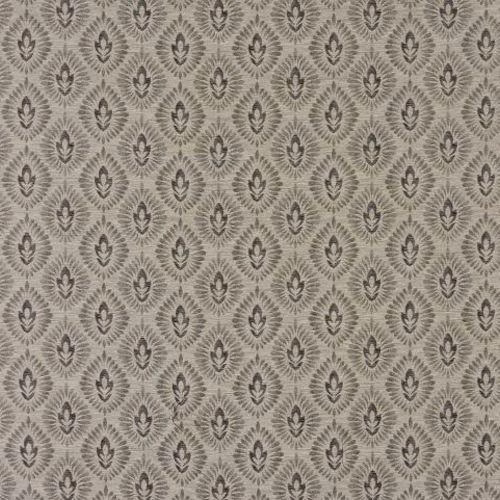 Small grey damask fabric swatch with repeating teardrop motif