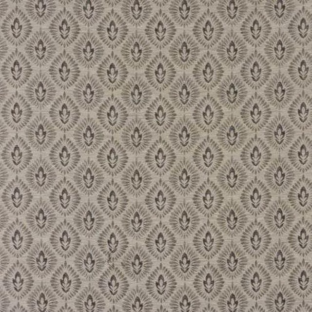 Small grey damask fabric swatch with repeating teardrop motif