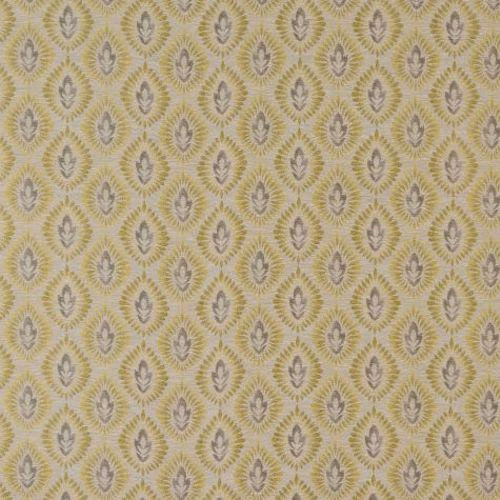 Small olive damask weave with pale leaf motifs on a muted ground