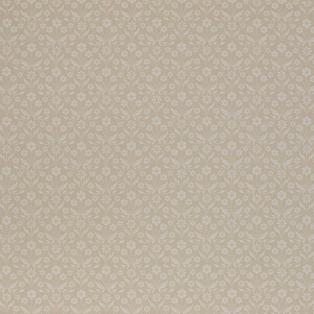 Soft cream floral fabric swatch with small repeating ivory motifs