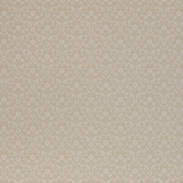 Soft cream floral fabric swatch with small repeating ivory motifs