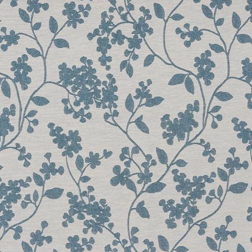Soft teal floral vine pattern on a pale off-white fabric background