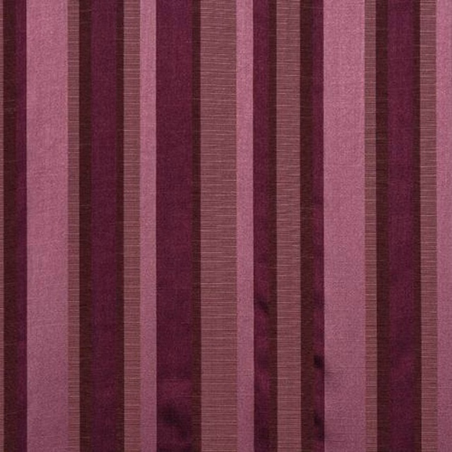 Vertical aubergine and plum striped fabric with fine woven texture
