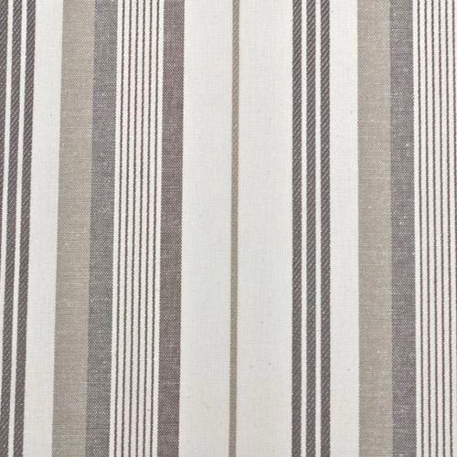 Charcoal and ivory striped cotton fabric swatch with fine pinstripes